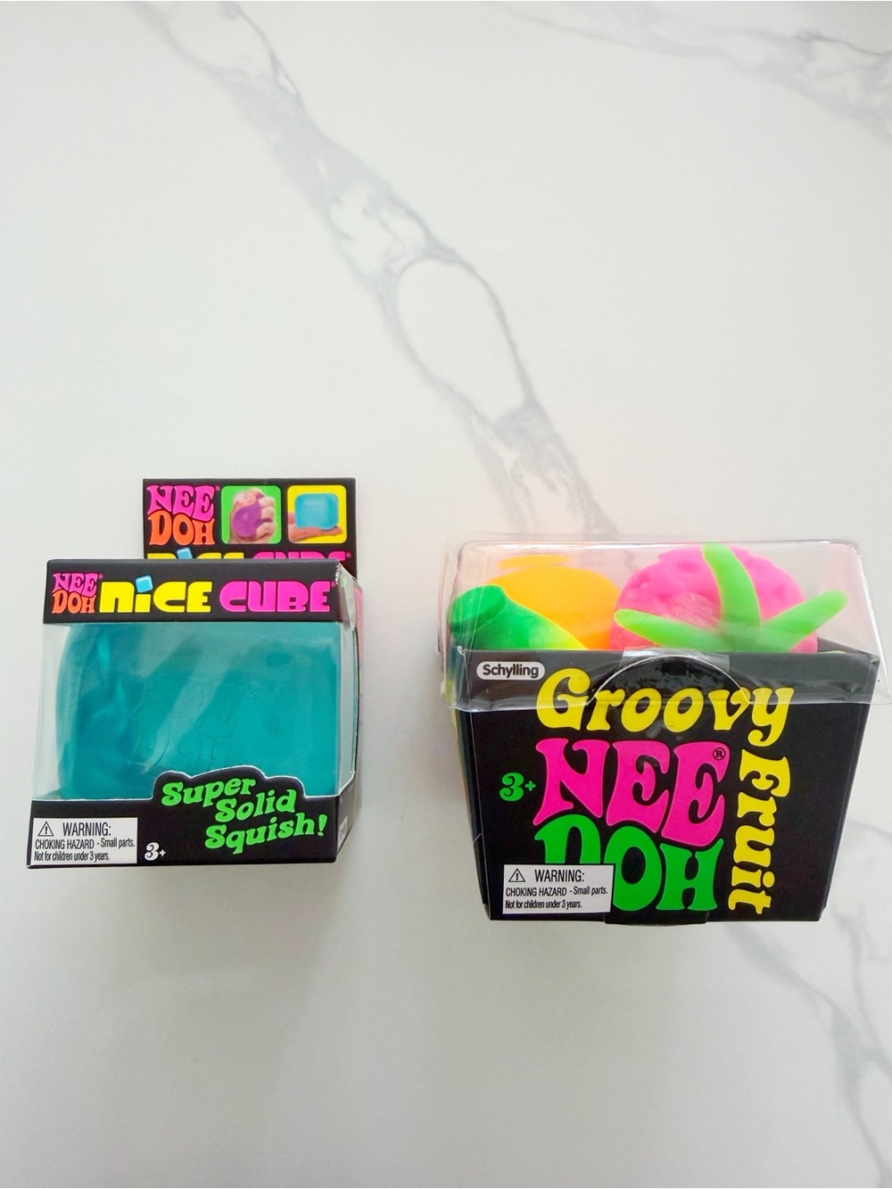 RARE NeeDoh Nice Cube + Groovy Fruit Bundle of 2• NEW Viral Squishy Set